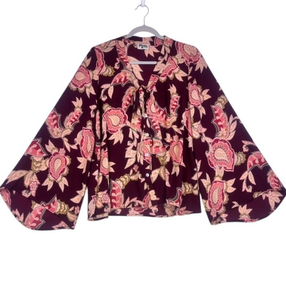 Show Me Your Mumu Brynn Blouse Vino Vine Paisley Boho Medium